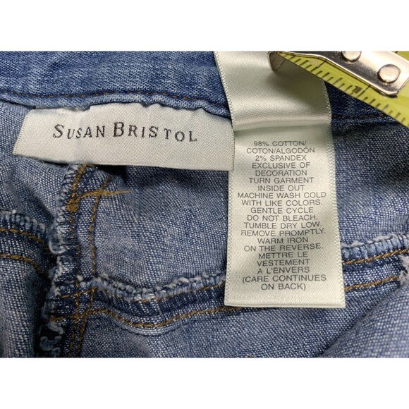 Susan Bristol Women 6 Capri Denim Pants Blue Embroidered Beaded Stretch W29 L22 - Picture 4 of 11